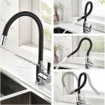 Robinet de cuisine flexible bec haut orientable librement mitigeur Évier laiton chromé robinet evier ... Robinet de cuisine flexible bec haut orientable librement mitigeur Évier laiton chromé robinet evier ...