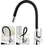 Robinet de cuisine flexible bec haut orientable librement mitigeur �vier flexible laiton chrom� et noir ...