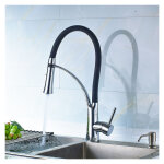 Robinet cuisine mitigeur avec douchette extractible en silicone noir rabattable 360 mitigeur pour evier ...