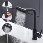Robinet cuisine noir cascade, mitigeur cuisine avec douchette extractible 3 modes de r�glage, robinetterie ...