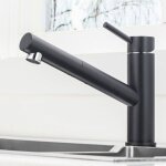 Robinet de cuisine noir avec douchette 2 jets aux choix, mitigeur evier extractible rotatif � 360�, robinettri ...