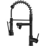 Robinet cuisine noir, mitigeur cuisine, � deux poign�es, pivotant � 360�et double pulv�risation