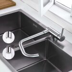 Robinet de cuisine rabattable avec 2 jets d'eau, mitigeur vier repliable pivotant  360, robinetterie ...