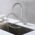 Robinet de cuisine rabattable mitigeur d'�vier pivotant � 360�robinetterie en acier inoxydable bross� ...