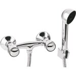 Invena - mitigeur de douche à deux leviers modena avec flexible et douchette Invena - mitigeur de douche à deux leviers modena avec flexible et douchette