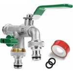 Robinet de jardin, robinet � double sortie 1 / 2, en laiton, r�sistant � la rouille et au gel, avec 2x ...
