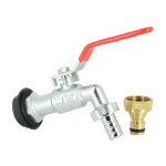 Robinet laiton chrom 15 mm + nez 20x27 pour rcuprateur eau