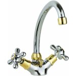 Paffoni - robinet de lavabo  deux leviers couleur chrome - or bec pivotant iris irv077co chrom - or ...