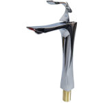 Robinet de lavabo haut en alliage de zinc avec bec effil� - mitigeur m�canique eau chaude / froide pour ...