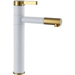 Robinet de lavabo avec mitigeur laiton coloré blanc / or Robinet de lavabo avec mitigeur laiton coloré blanc / or
