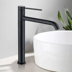 Robinet de lavabo noir mat mitigeur salle de bain bec haut pour vasque robinet salle de bain pivotant ...