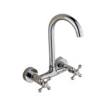 Bagnoclic - robinet m�langeur mural avec bec � parapluie vintage