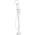 Beliani - robinet mitigeur de bain sur pied en inox zinc et laiton blanc mat 116 cm tugela