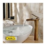 Ideko - robinet mitigeur lavabo cascade vasque salle de bain haut cuivre