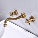 Galozzoit - robinet mitigeur mural pour lavabo de salle de bain 3 trous - couleur antique