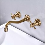 Robinet mitigeur mural pour lavabo de salle de bain 3 trous - couleur antique