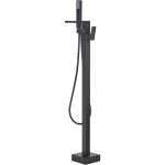 Robinet mitigeur sur pied autoportant en laiton noir mat et acier inox style moderne et design tendance ...