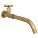 Robinet de mural eau froide laiton, robinet de jardin long antique, pivotant � 360� m�langeur avec croix ...