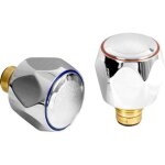 Robinet de remplacement standard chaud et froid t�te chrom�e rouge et bleu