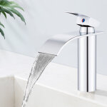 Robinet salle de bain cascade en acier inox ? mitigeur de lavabo chrom� moderne, robinetterie pour vasque ...