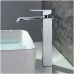 Robinet salle de bain cascade mitigeur de lavabo bec haut robinetterie pour vasque chrom� design moderne. ...
