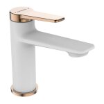 Kuchinox - robinet salle de bain mitigeur lavabo blanc or monocommande alians