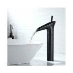 R&g - robinet salle bain noir, robinet cascade mitigeur lavabo noir rtro  levier unique robinet lavabo, ...