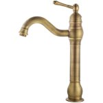 Robinet salle de bain rtro laiton haut, antique mitigeur lavabo vasque avec bec hauteur 220 mm, pivotant ...