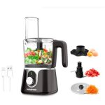 Robot culinaire sans fil wadfow 1, 25 l 200 w avec lames en acier inoxydable