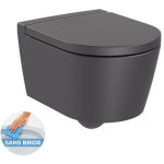 Roca - inspira ensemble cuvette suspendue compacte sans bride + abattant soft close, onyx (setinspiraonyx) ...