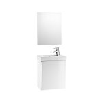 Roca - meuble + lave - mains + miroir 45cm mini - blanc brillant