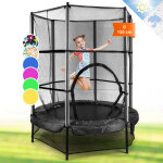 Rocketkid trampoline de 140 cm  suspension lastique avec filet de scurit - noir