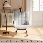 Rocking chair 68 x 75 x 92 cm - fauteuil � bascule scandinave avec dossier � oreilles et accoudoirs - ...