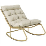 Rocking chair de jardin - fauteuil � bascule - outsunny - coussin moelleux 125cm - acier et textil�ne ...
