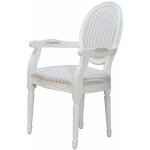 Ebuy24 - rokoko / amaretta chaise de salle � manger avec accoudoirs, blanc antique, tissu beige ray�. ...