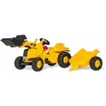 Rolly toys - cat tracteur  pdales avec remorque + chargeur frontal, capot ouvrant