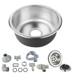 Sifree - ronde Évier cuisine 1 bac en inox pas cher diamètre 40cm profondeur 18cm Sifree - ronde Évier cuisine 1 bac en inox pas cher diamètre 40cm profondeur 18cm