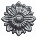 Rosace fleur en fonte - diam�tre100mm - fer forg� � visser avec taraudage m5 (4, 2mm) -