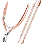 Rose gold dead skin scissors, 3 piece set of dead skin pliers, dead skin remover pliers, manicure trimmer ...