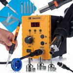 Rosfix 858d ultra hot air + fer  souder 80w lcd + tapis en silicone 30x20cm ensemble pour soudage 700w ...