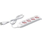 Rosi - bloc multiprise rs94060 avec interrupteur blanc 4 places 2p + t 10 / 16a bypass schuko avec prise ...