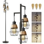 Lampadaire diamant industriel avec 3 abat - jours en metal, rgulation rotative, solide, ampoules led ...