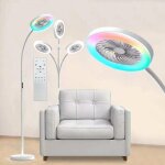 Ventilateur sur pied col de cygne avec lumire blanc, dimmable infini, tlcommande&bouton, 3 vitesses, ...