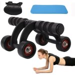Roue abdominale 4 roues + genouill�re mousse + barre pompes, fitness homme / femme