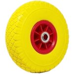 Roue � pneu solide jaune pu brouette 25cm jante plastique