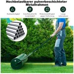 Rouleau a gazon en metal rouleau a herbe a pousser ou a tirer 99 x 30 x 137 cm vert