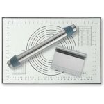 Rouleau � p�tisserie antiadh�sif en acier inoxydable, avec 8 anneaux en silicone r�glables, un tapis ...