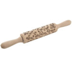 Rouleau a patisserie rotatif pour decoration de gateaux a motifs vegetaux en bois de hetre