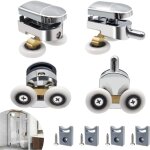 Houhence - rouleau de porte de douche, 4 roulettes doubles pour porte de douche roulettes coulissantes ...