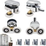 Rouleau de porte de douche, 4 roulettes doubles pour porte de douche roulettes coulissantes porte roue ...